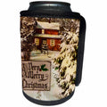 3dRose Scenes from the Past Magic Lantern - Vintage A Very Merry Christmas Winter Holiday Scene Magic Lantern - Can Cooler Bottle Wrap (cc_246442)