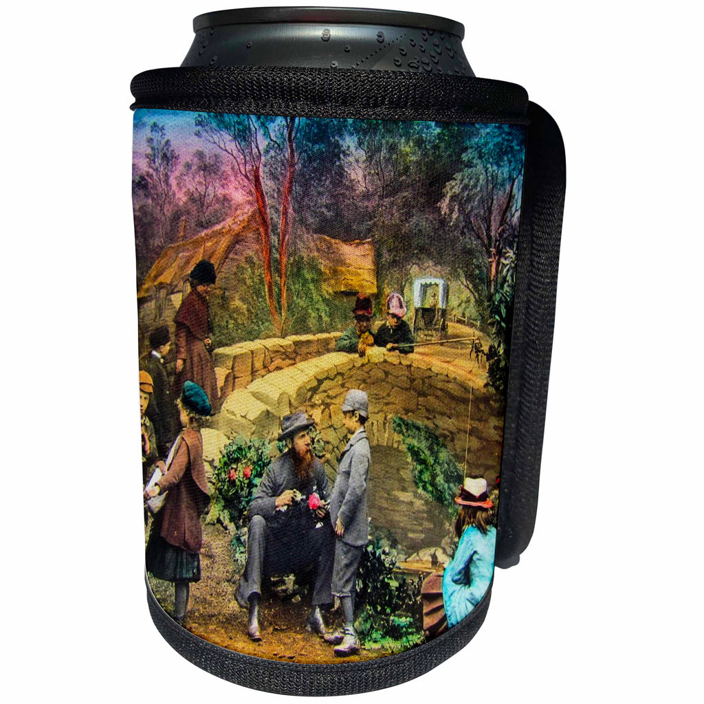 3dRose Scenes from the Past Magic Lantern - Victorian Tale Vintage Billys Rose No. 6 1890 Magic Lantern Slide - Can Cooler Bottle Wrap (cc_246445)