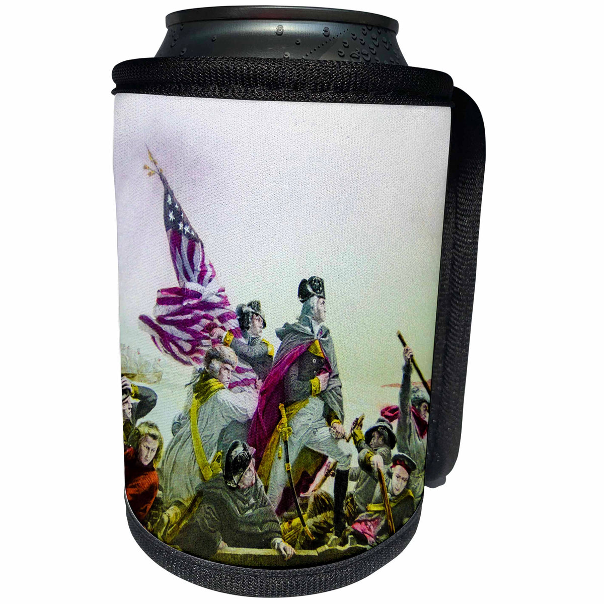 3dRose Scenes from the Past Magic Lantern - Vintage General George Washington Crossing the Delaware Magic Lantern - Can Cooler Bottle Wrap (cc_246447)