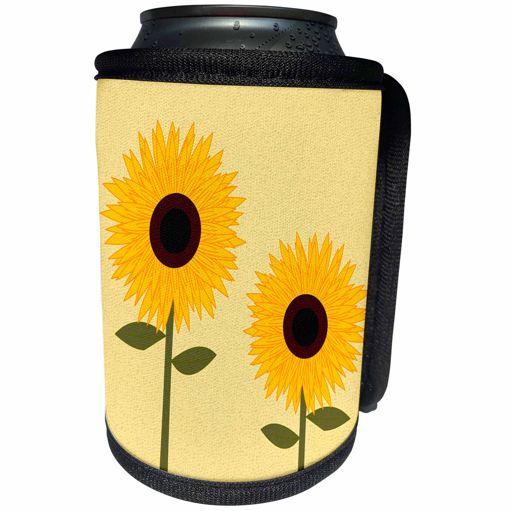 3dRose Janna Salak Designs Prints and Patterns - Simply Sunflowers Light Yellow Background - Can Cooler Bottle Wrap (cc_24647)