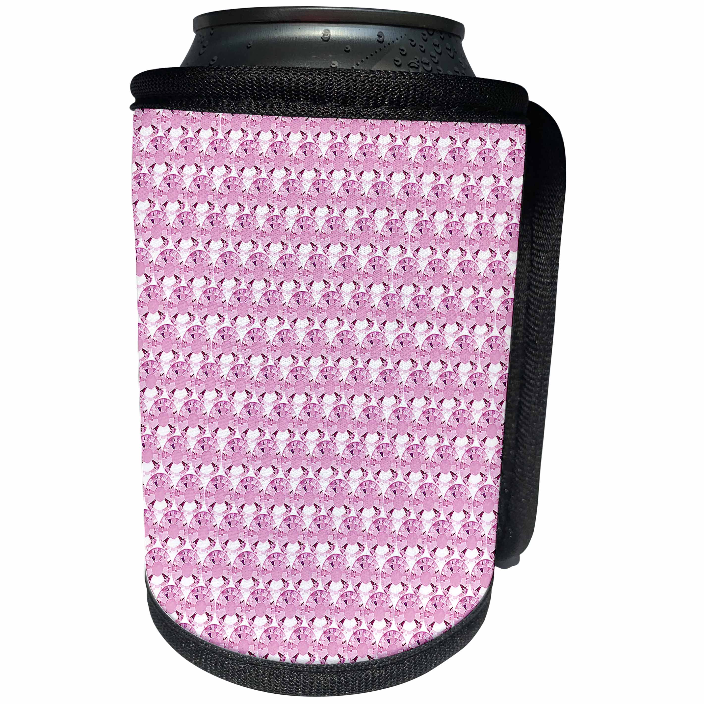 3dRose Janna Salak Designs Rhinestone Designs - Pink Rhinestone Gem Print - Can Cooler Bottle Wrap (cc_24650)