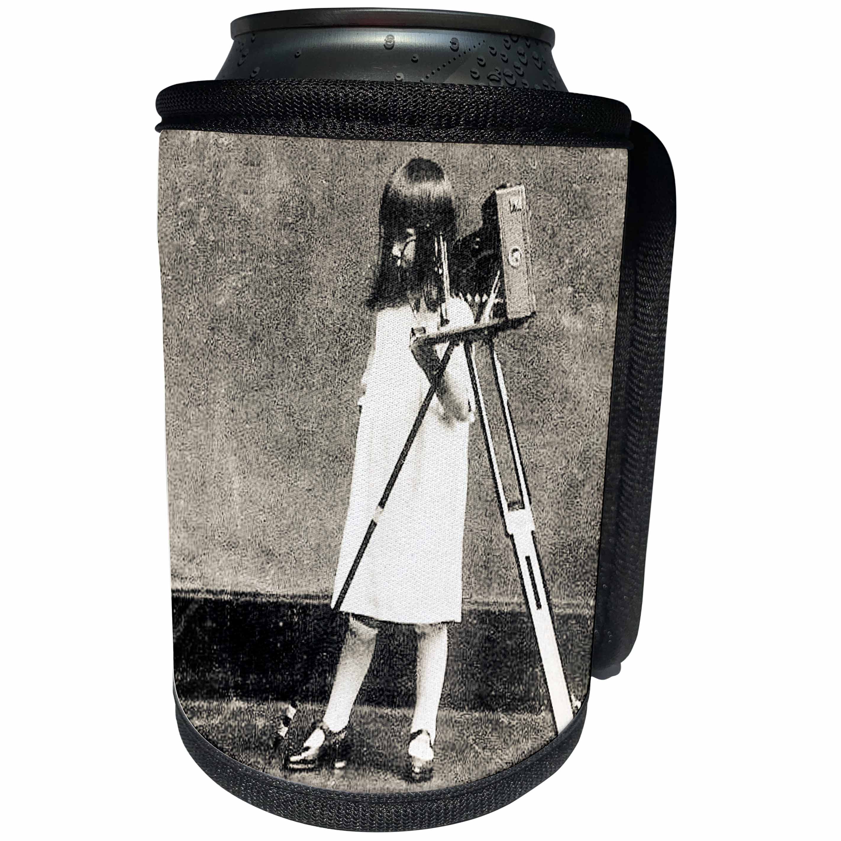 3dRose Scenes from the Past Magic Lantern Slides - Vintage Japanese Young Girl Photographer and her Camera - Can Cooler Bottle Wrap (cc_246538)