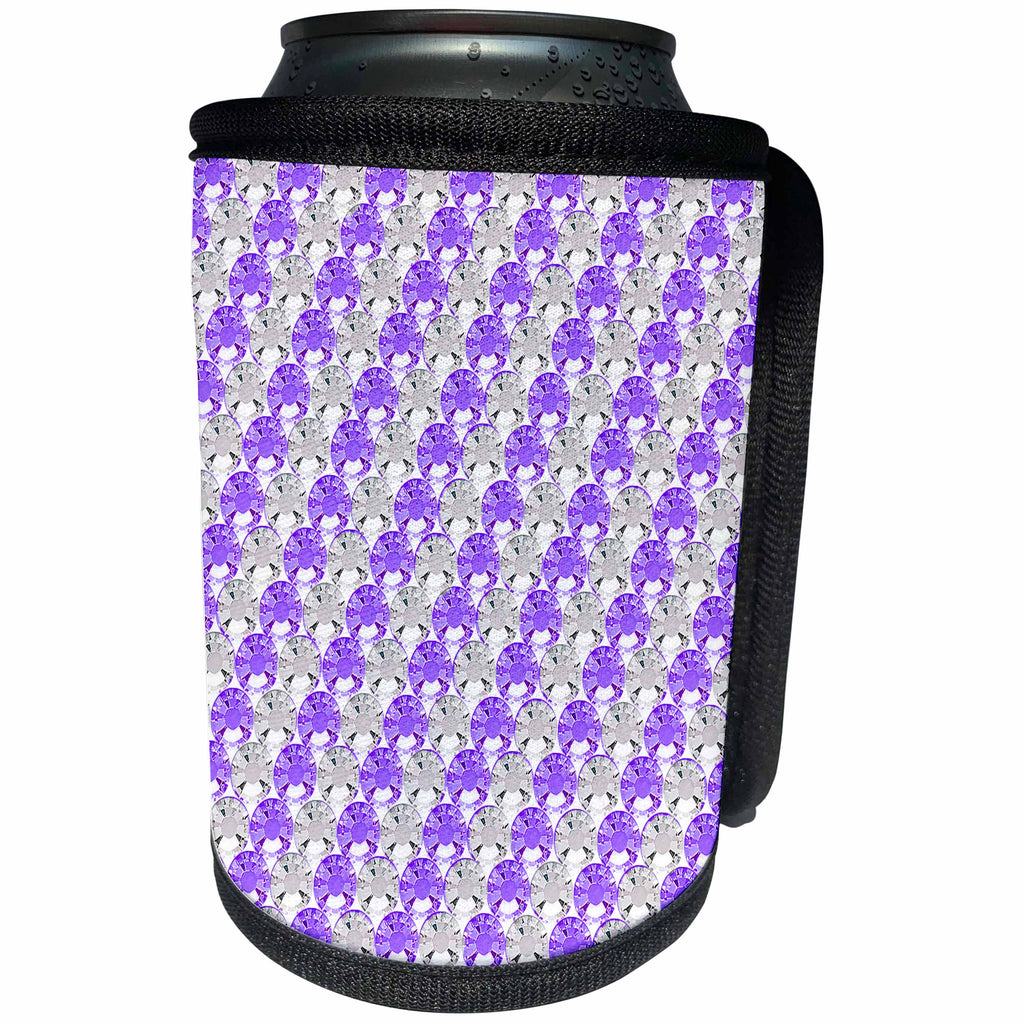 3dRose Janna Salak Designs Rhinestone Designs - Clear and Purple Stripe Rhinestone Gem Print - Can Cooler Bottle Wrap (cc_24656)