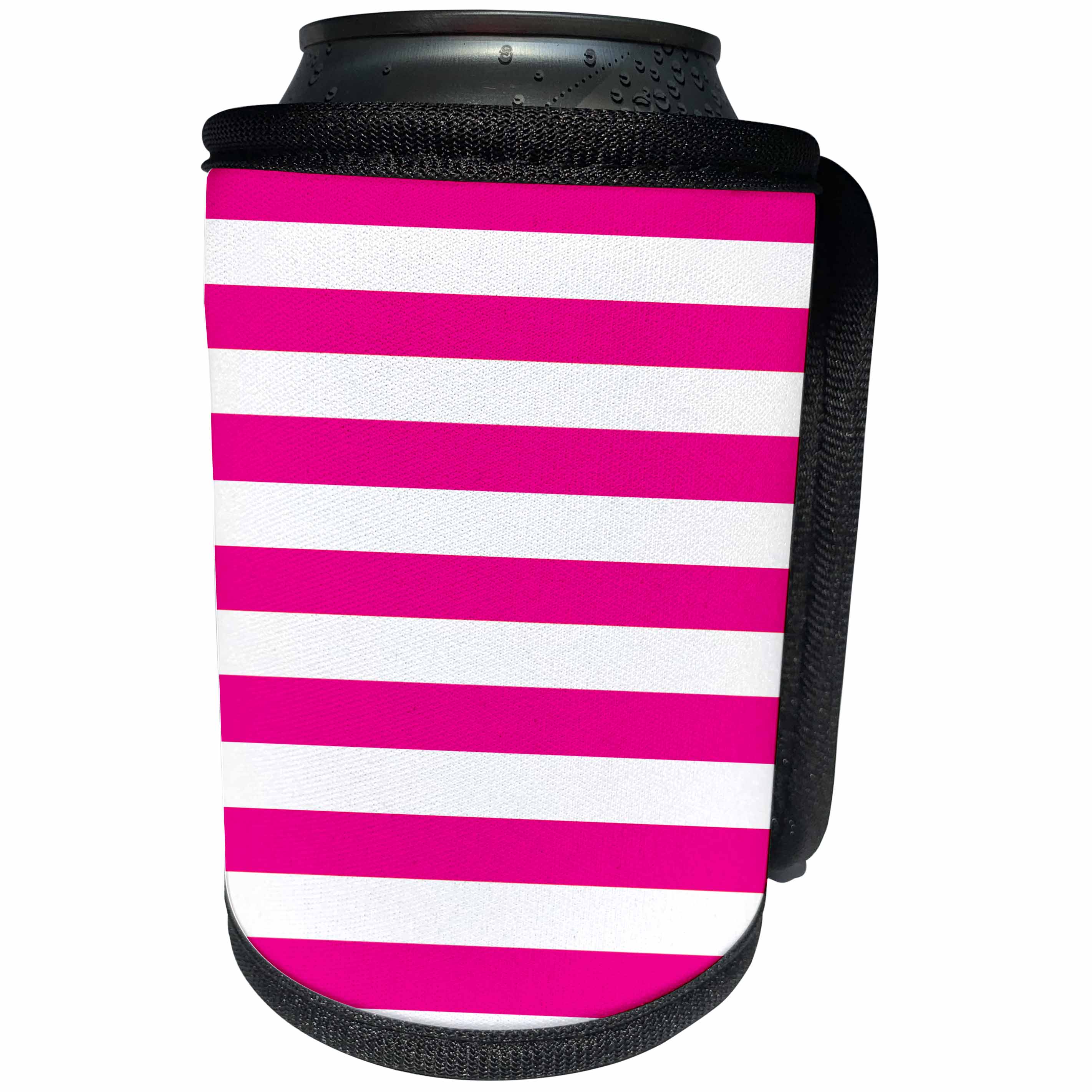 3dRose Janna Salak Designs Prints and Patterns - Magenta and White Stripes - Can Cooler Bottle Wrap (cc_24693)