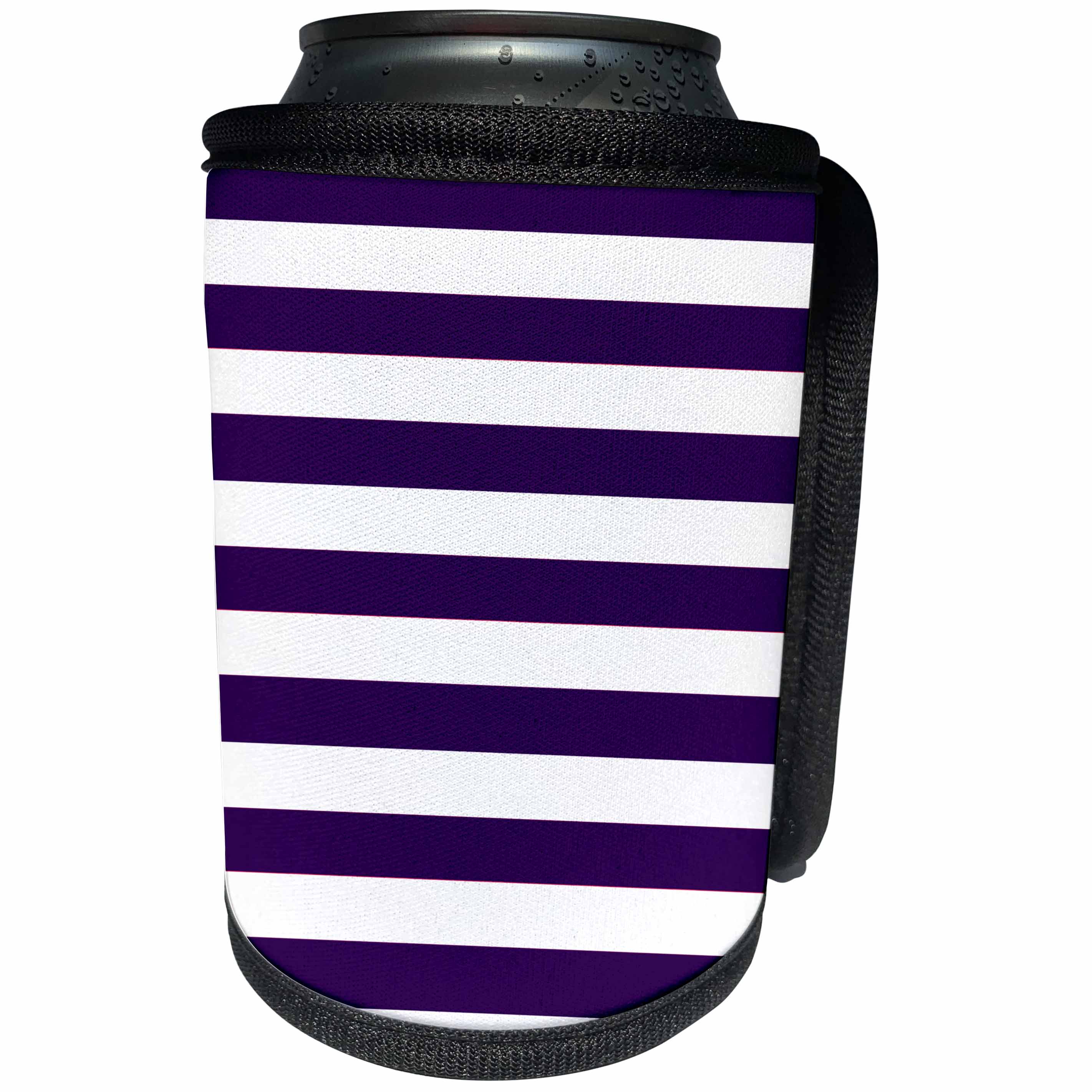 3dRose Janna Salak Designs Prints and Patterns - Dark Purple and White Stripes - Can Cooler Bottle Wrap (cc_24694)