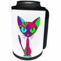 3dRose Janna Salak Designs Cats - Cattitude 1 Cute Colorful Cat Pink Purple Green Blue - Can Cooler Bottle Wrap (cc_24721)