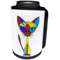3dRose Janna Salak Designs Cats - Cattitude 2 Cute Colorful Cat Yellow Purple Brown Blue - Can Cooler Bottle Wrap (cc_24722)