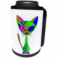 3dRose Janna Salak Designs Cats - Cattitude 3 Cute Colorful Cat Pink Moss Green Blue - Can Cooler Bottle Wrap (cc_24723)