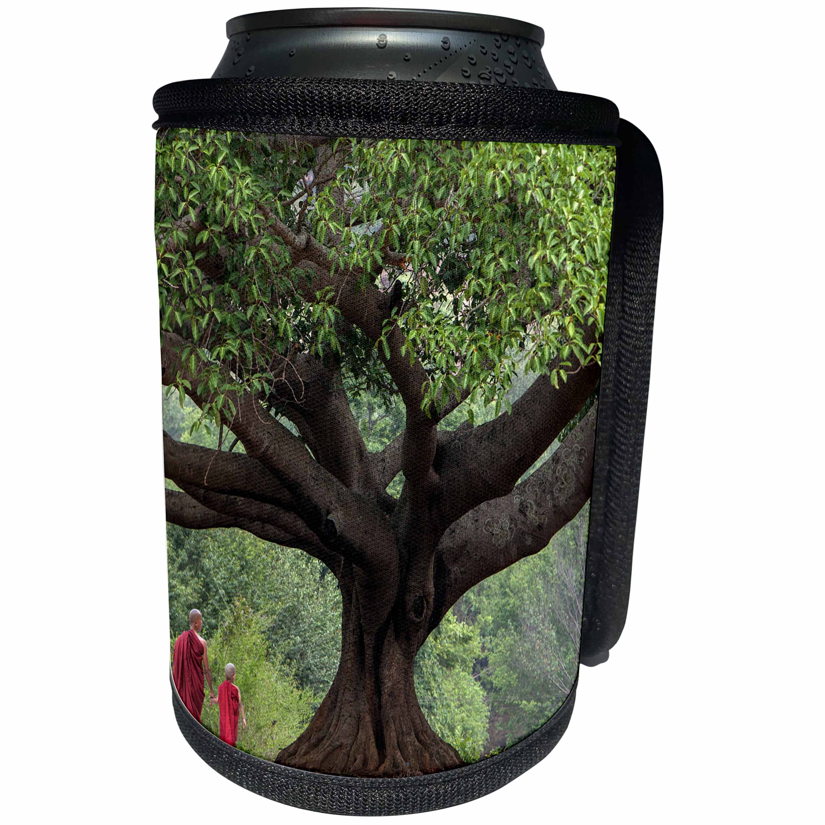 3dRose Danita Delimont - Myanmar - Myanmar, Pindaya. Buddhist monks under giant banyan tree. - Can Cooler Bottle Wrap (cc_247276)