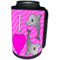 3dRose Janna Salak Designs Under the Sea - I Love Dolphins Pink - Can Cooler Bottle Wrap (cc_24728)