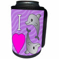 3dRose Janna Salak Designs Under the Sea - I Love Dolphins Purple - Can Cooler Bottle Wrap (cc_24729)