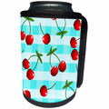 3dRose Janna Salak Designs Prints and Patterns - Cherry Print Juicy Red Cherries on Blue Check - Can Cooler Bottle Wrap (cc_24732)