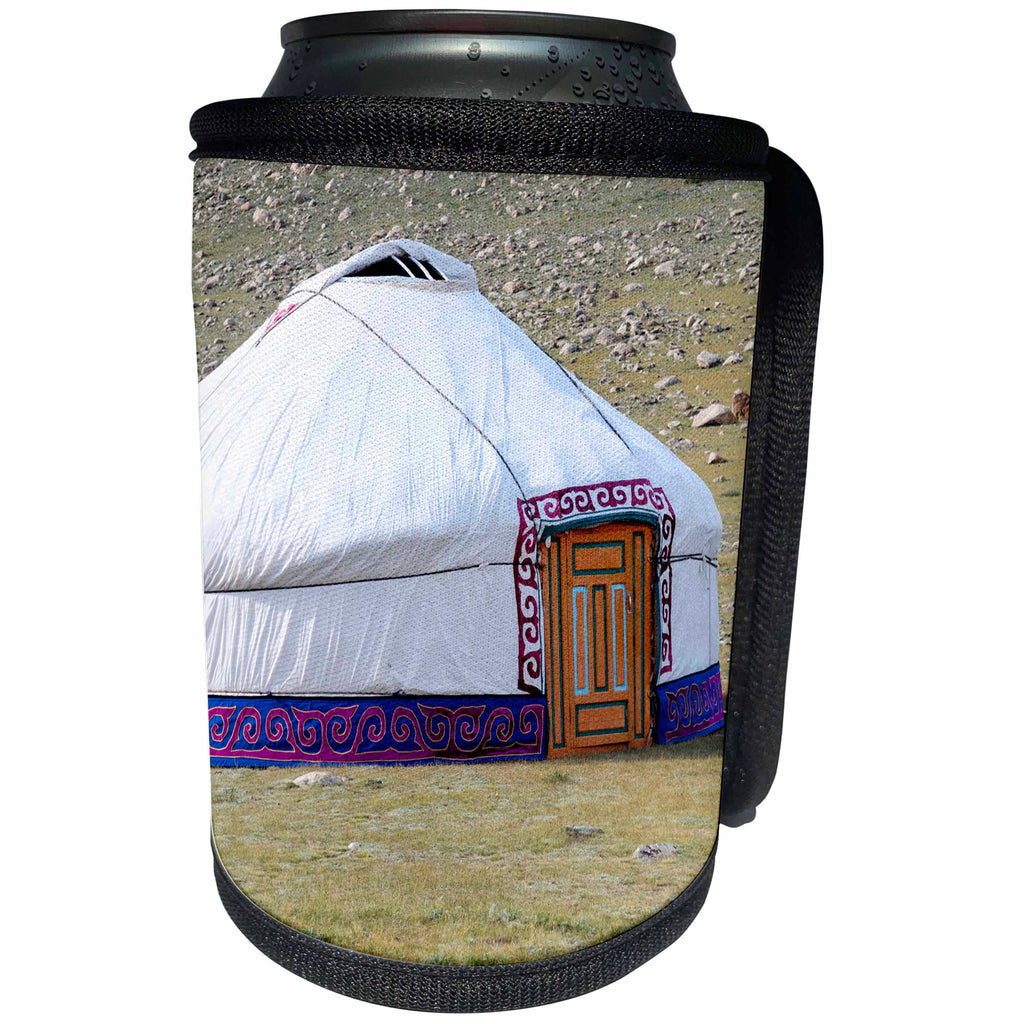 3dRose Danita Delimont - Mongolia - Western Mongolia, Khovd Province, Gashuun Suhayt. Nomad Gers or Yurts. - Can Cooler Bottle Wrap (cc_247808)