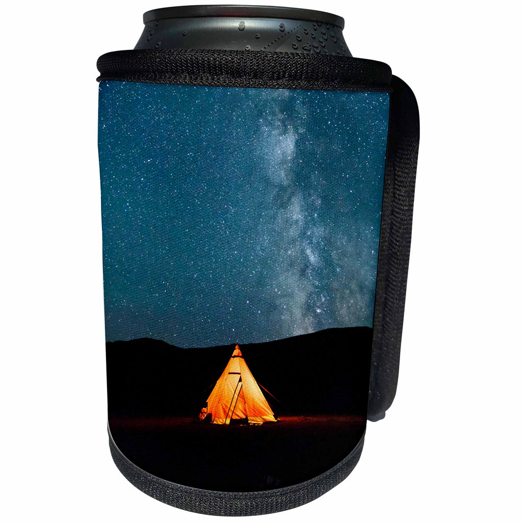 3dRose Danita Delimont - Mongolia - Mongolia, Khovd Province, Gashuun Suhayt. Tent under Milky way. - Can Cooler Bottle Wrap (cc_247814)