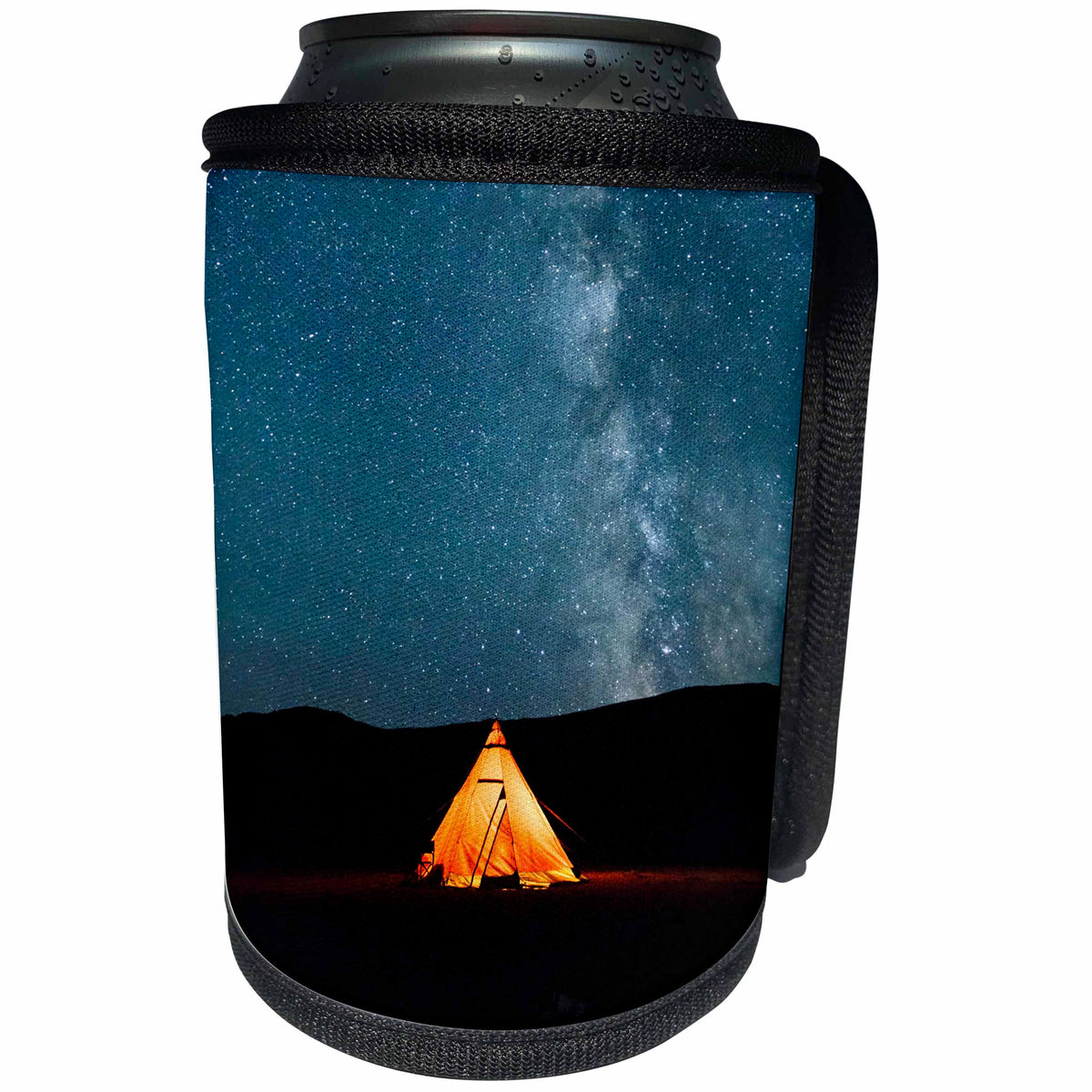 3dRose Danita Delimont - Mongolia - Mongolia, Khovd Province, Gashuun Suhayt. Tent under Milky way. - Can Cooler Bottle Wrap (cc_247814)