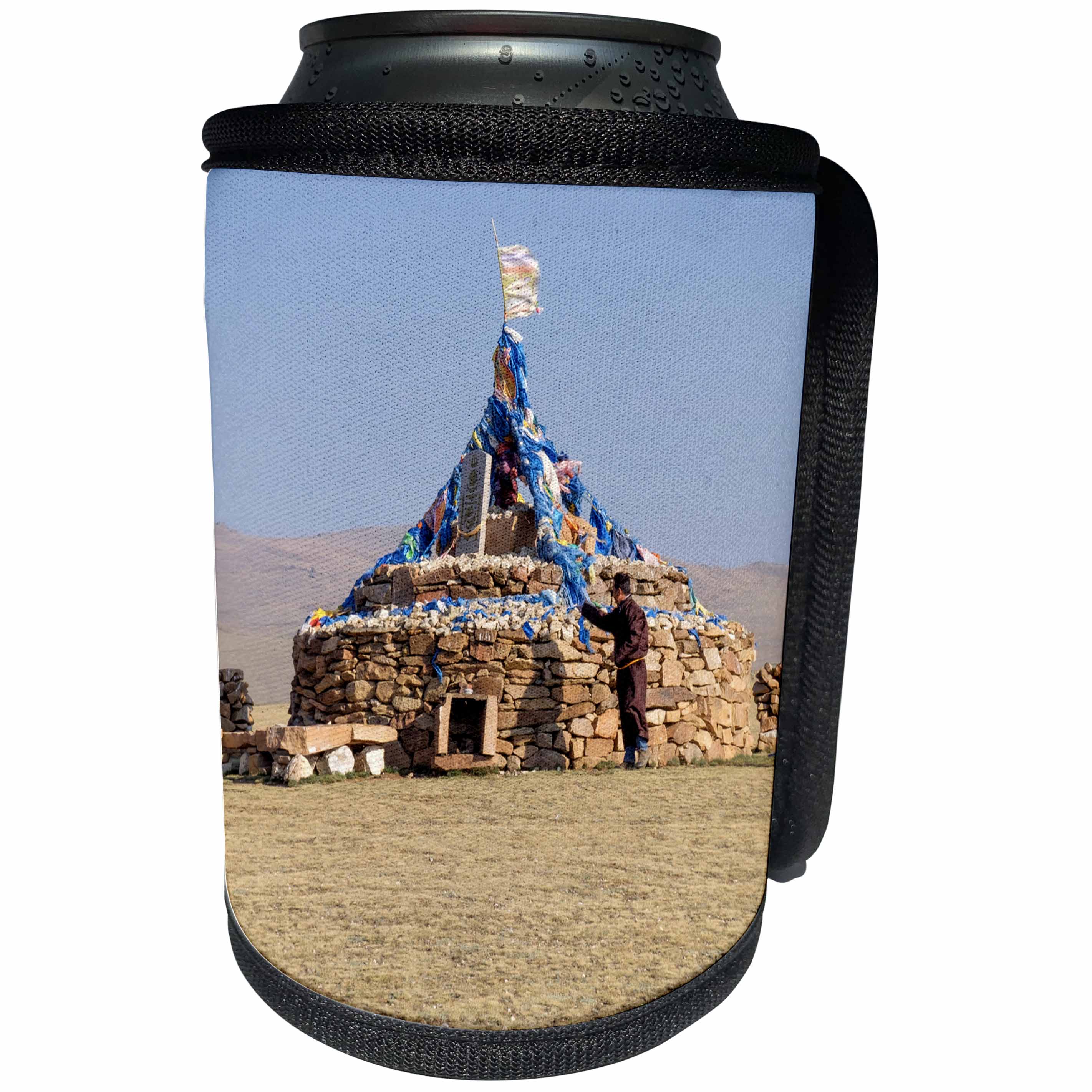 3dRose Danita Delimont - Mongolia - Western Mongolia. Ovoo, sacred cairn, Mongolian shamanic tradition. - Can Cooler Bottle Wrap (cc_247816)
