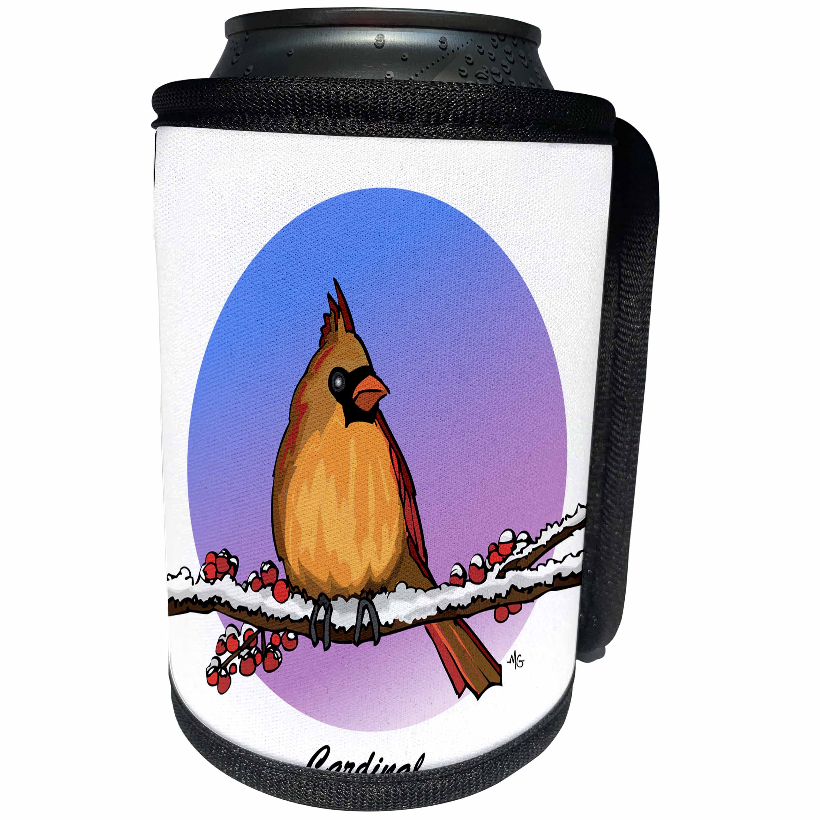 3dRose Mark Grace GRACEVISIONS Birds - BIRDS cardinal 2 on transparent - Can Cooler Bottle Wrap (cc_24782)