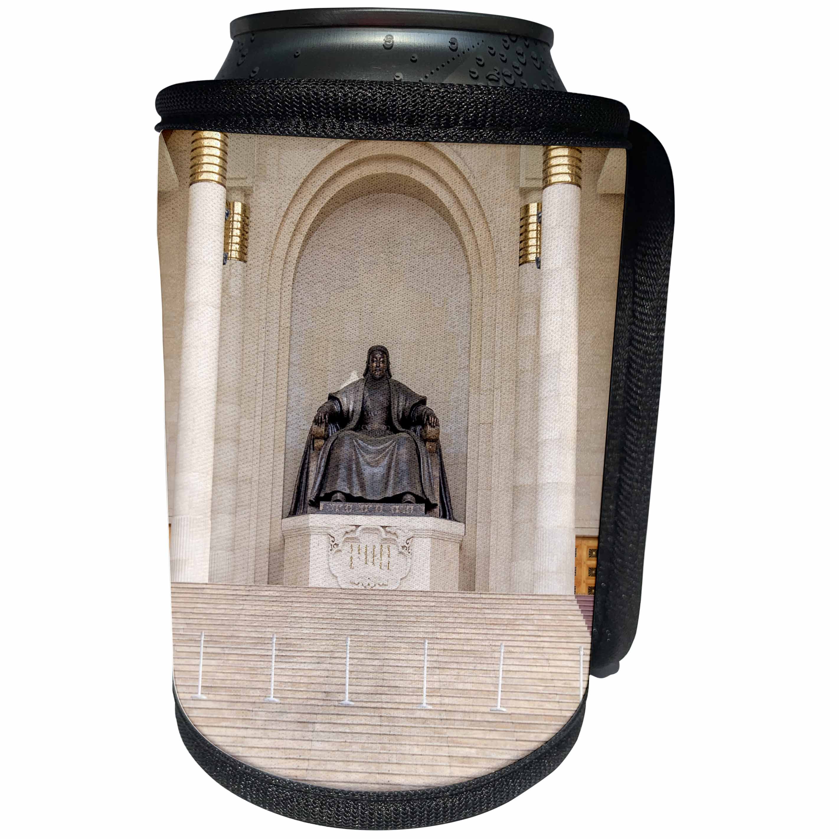 3dRose Danita Delimont - Mongolia - Mongolia, Ulaanbaatar, Genghis Khan statue and Parliament building. - Can Cooler Bottle Wrap (cc_247828)