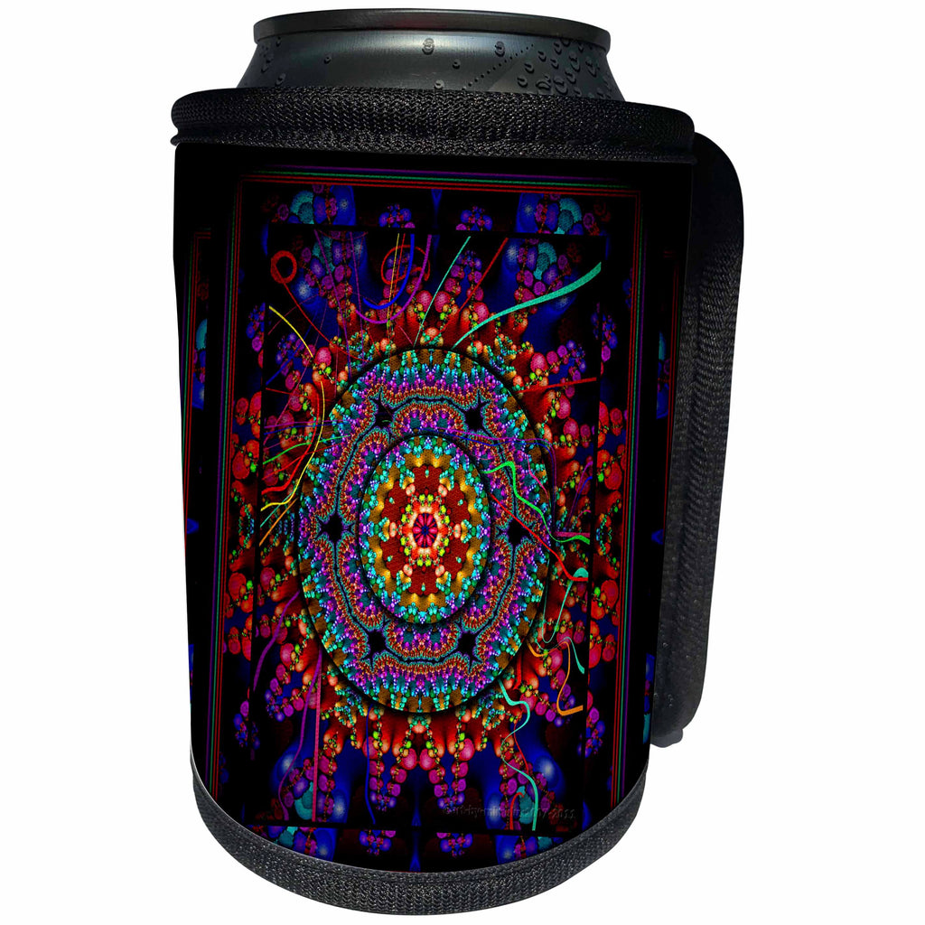 3dRose mimulux Psychedellic Art - MANDALA 4 mandala india buddhism hinduism psychedellic new age harmony balance meditation - Can Cooler Bottle Wrap (cc_24832)
