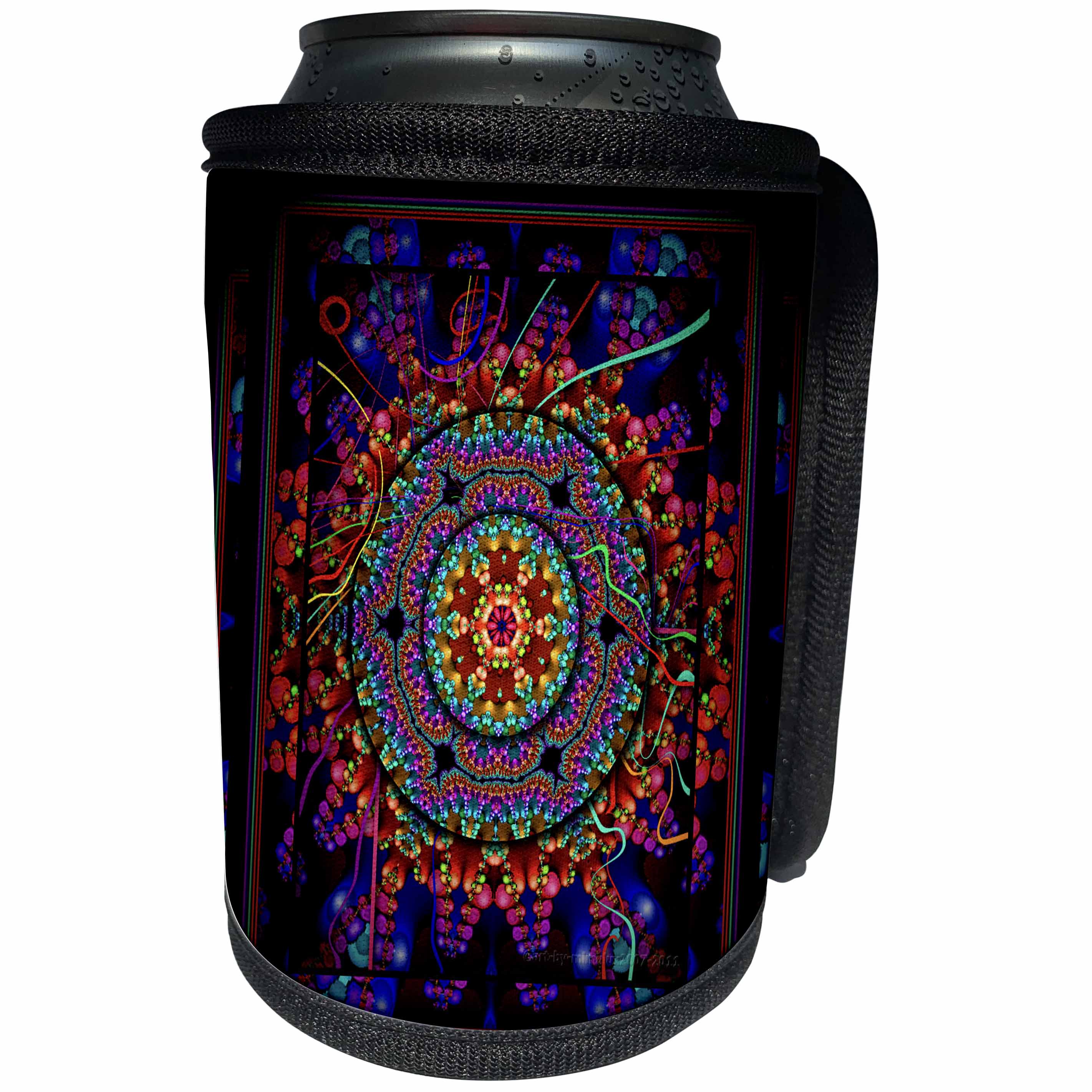 3dRose mimulux Psychedellic Art - MANDALA 4 mandala india buddhism hinduism psychedellic new age harmony balance meditation - Can Cooler Bottle Wrap (cc_24832)