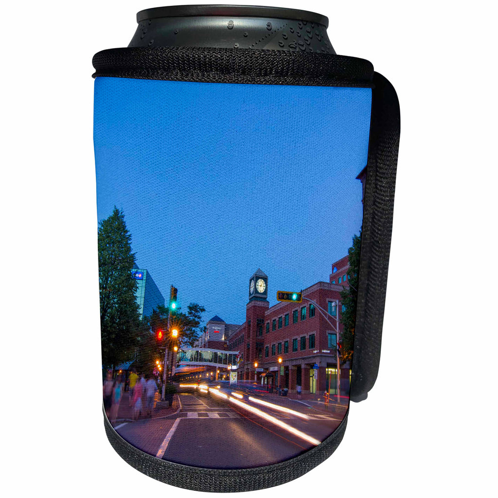 3dRose Danita Delimont - New Brunswick - Canada, Moncton, New Brunswick, night exposure of blurred traffic - Can Cooler Bottle Wrap (cc_248379)