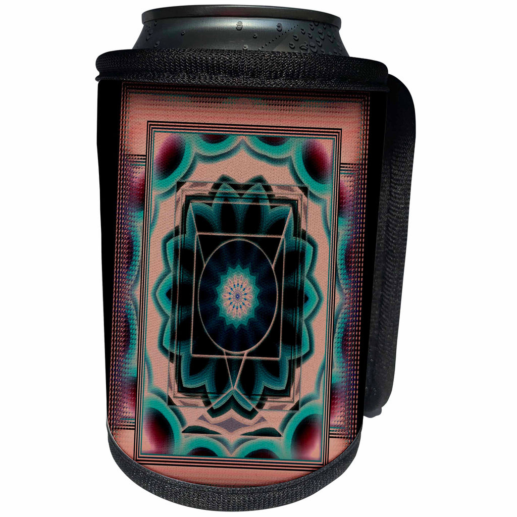 3dRose mimulux Psychedellic Art - MANDALA 9 chakra meditation spirituality NewAge pastel power energy balance peace green pink - Can Cooler Bottle Wrap (cc_24838)