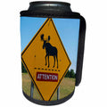 3dRose Danita Delimont - New Brunswick - Canada, New Brunswick, Moose Crossing Sign on Trans Canada Highway - Can Cooler Bottle Wrap (cc_248383)