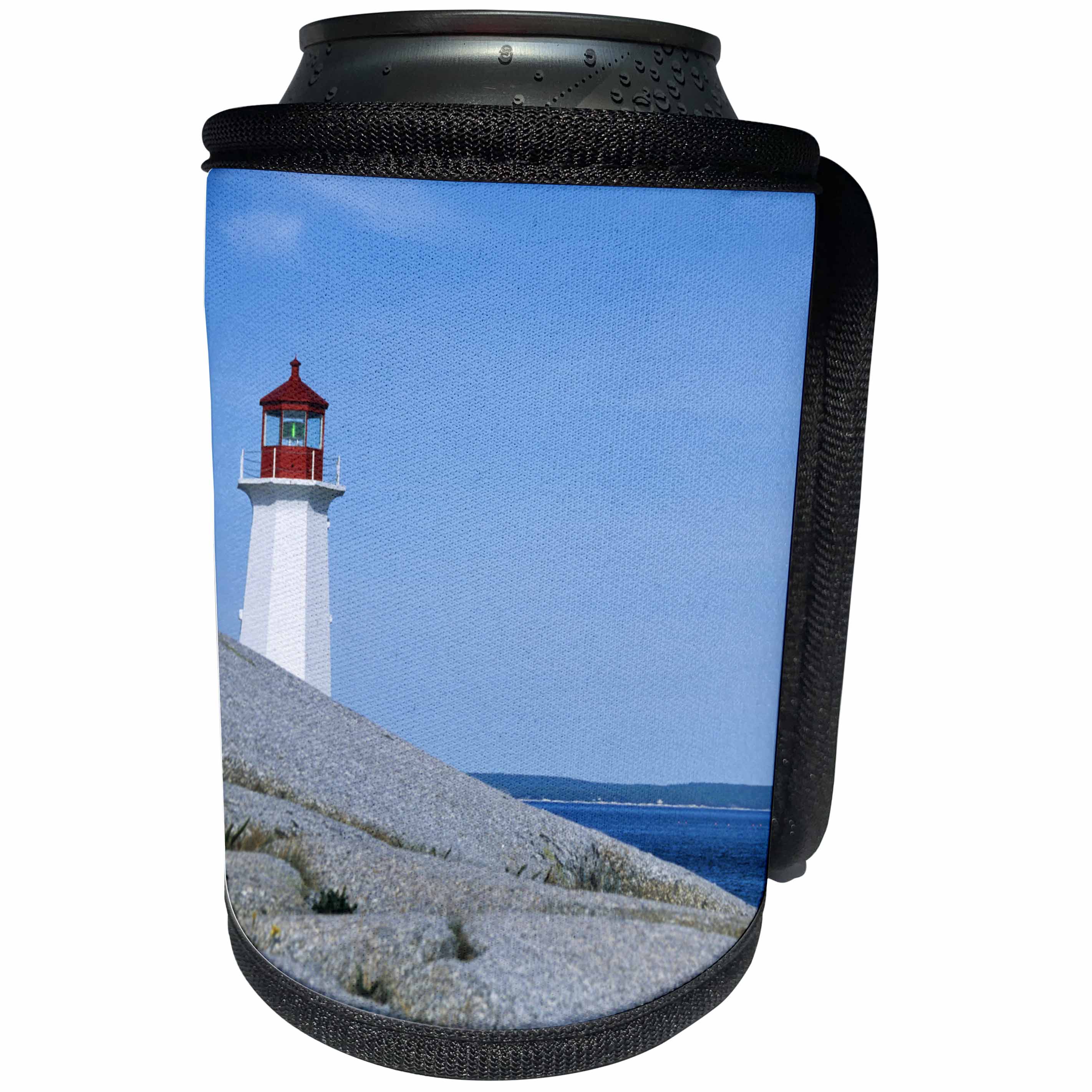 3dRose Danita Delimont - Nova Scotia - Canada, Nova Scotia, Early morning at Peggys Cove light - Can Cooler Bottle Wrap (cc_248391)