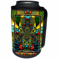3dRose mimulux Psychedellic Art - PSYCHEDELLICA 2 hippie flowerpower retro fractal psychedellic red yellow blue retro oriental - Can Cooler Bottle Wrap (cc_24841)