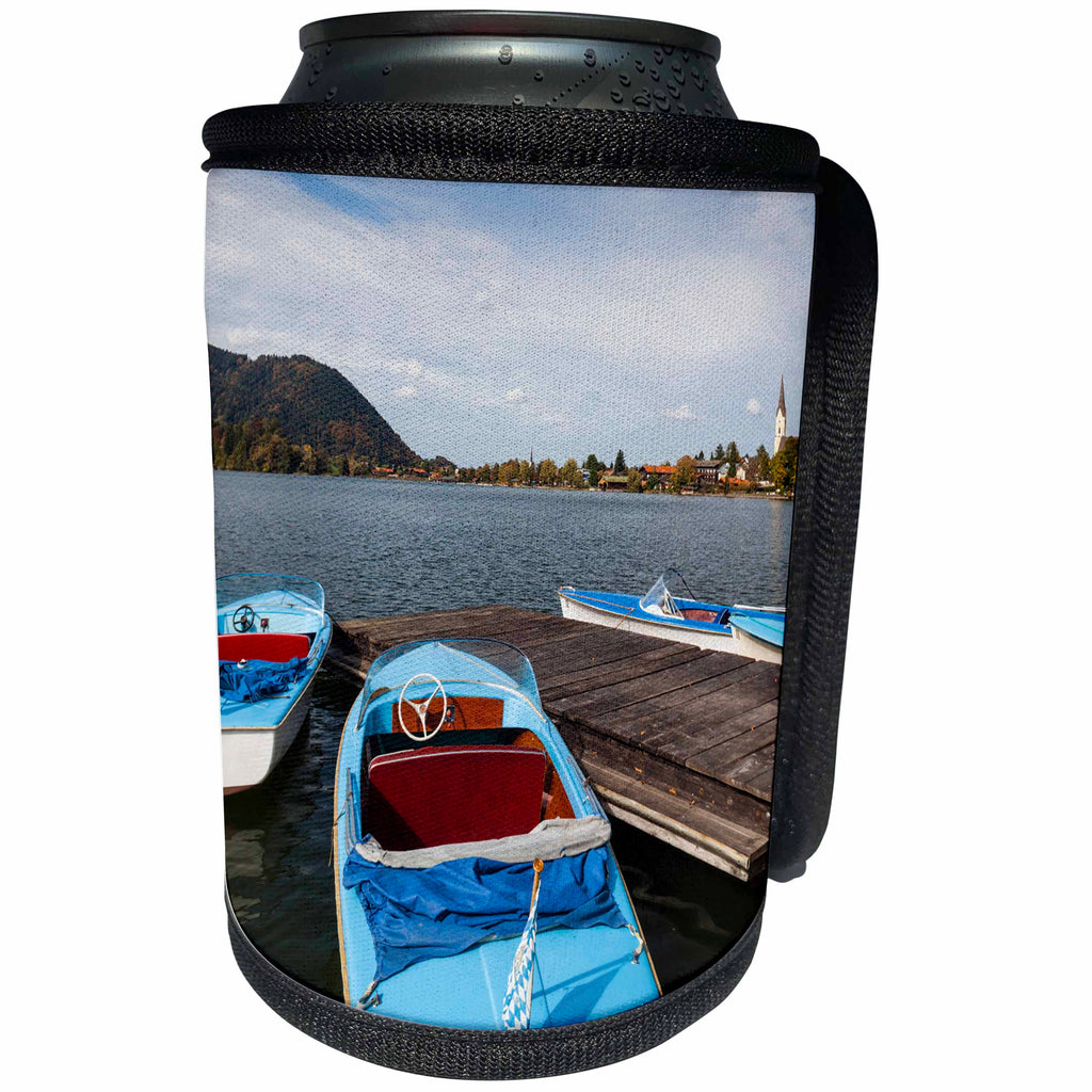 3dRose Danita Delimont - Bavaria - Germany, Bavaria, Schliersee Lake District, Schliersee, lake and boats - Can Cooler Bottle Wrap (cc_248890)