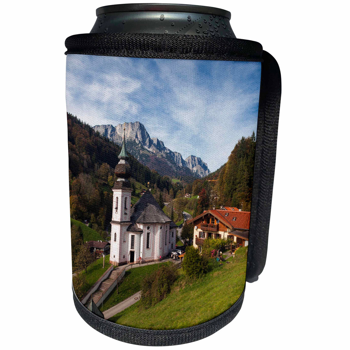 3dRose Danita Delimont - Maria Gern - Germany, Bavaria, Maria Gern village church, elevated view, fall 01 - Can Cooler Bottle Wrap (cc_248899)