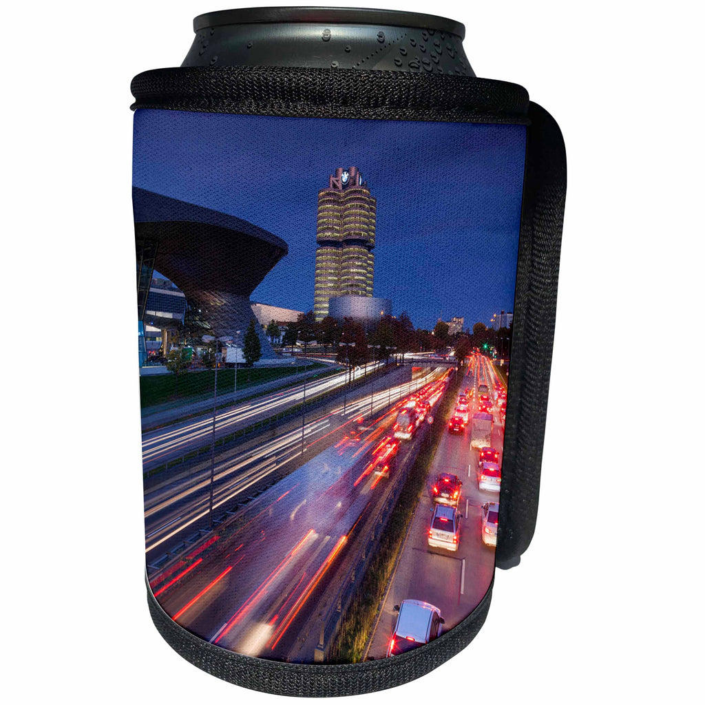 3dRose Danita Delimont - Munich - Germany, Bavaria, Munich, evening traffic light streaks - Can Cooler Bottle Wrap (cc_248921)