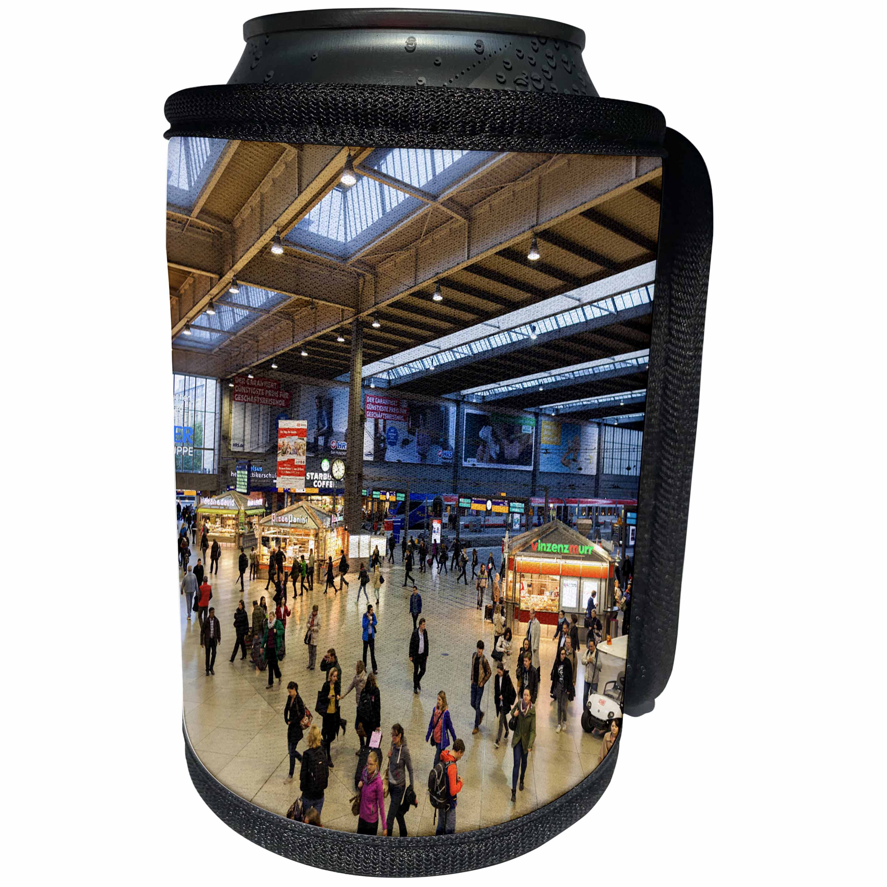 3dRose Danita Delimont - Munich - Germany, Bavaria, Munich, Hauptbahnhof, Main Train Station, interior - Can Cooler Bottle Wrap (cc_248922)