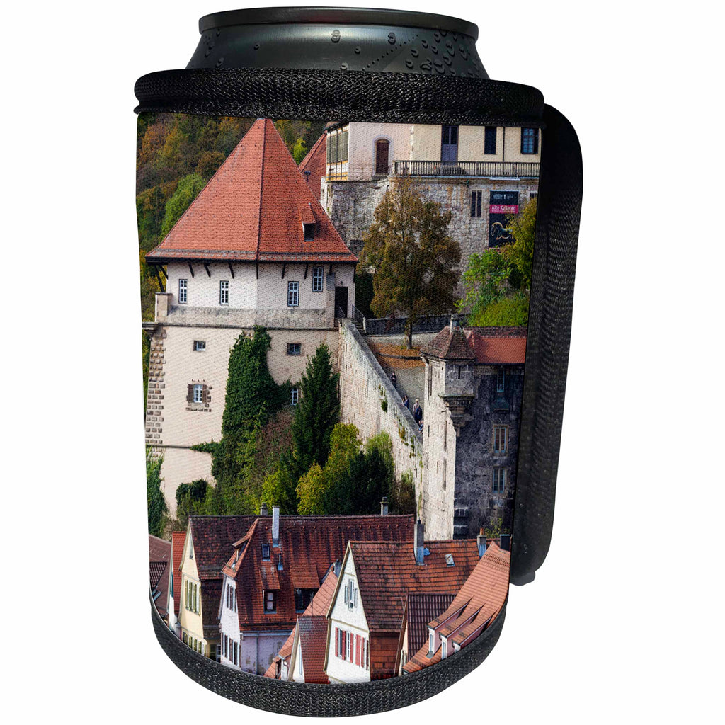 3dRose Danita Delimont - Tubingen - Germany, Tubingen, elevated town view towards the Schloss Palace - Can Cooler Bottle Wrap (cc_248973)