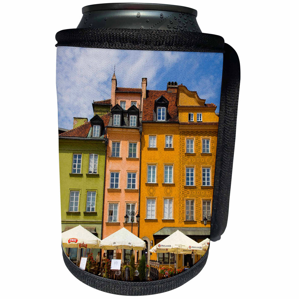 3dRose Danita Delimont - Poland - Poland, Warsaw. Buildings and outdoor dining in plaza. - Can Cooler Bottle Wrap (cc_249377)