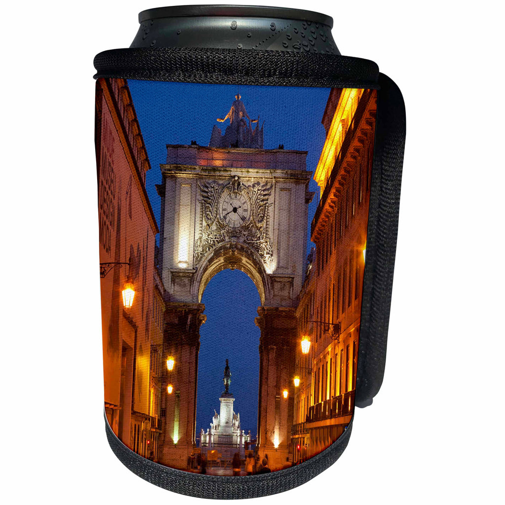 3dRose Danita Delimont - Lisbon - Portugal, Lisbon. Street scene at night. - Can Cooler Bottle Wrap (cc_249388)