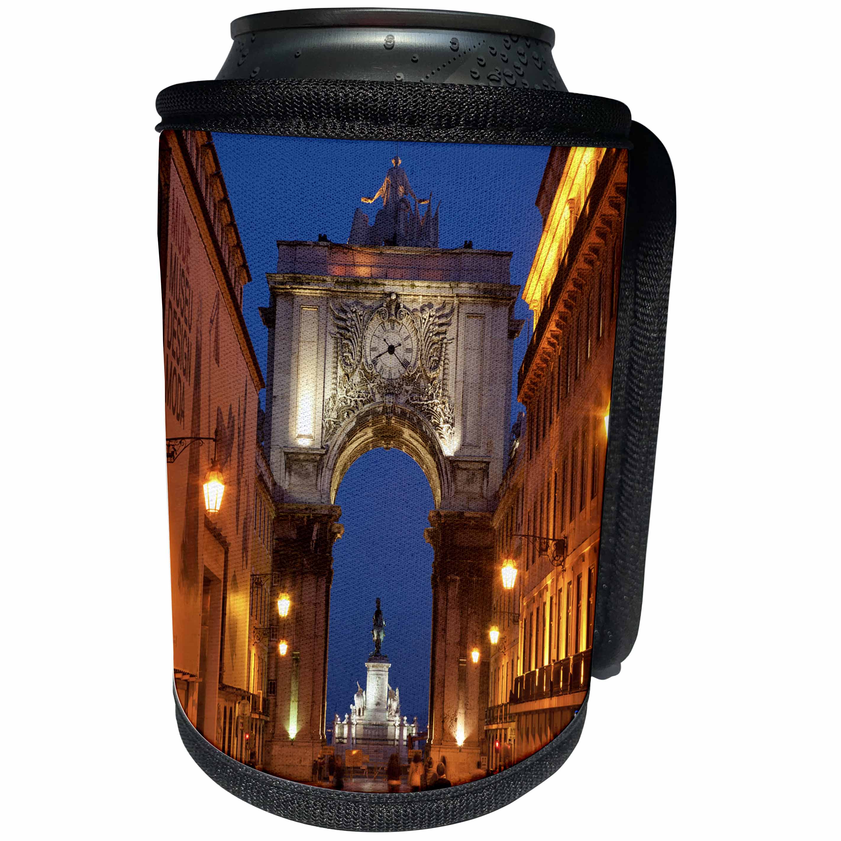 3dRose Danita Delimont - Lisbon - Portugal, Lisbon. Street scene at night. - Can Cooler Bottle Wrap (cc_249388)