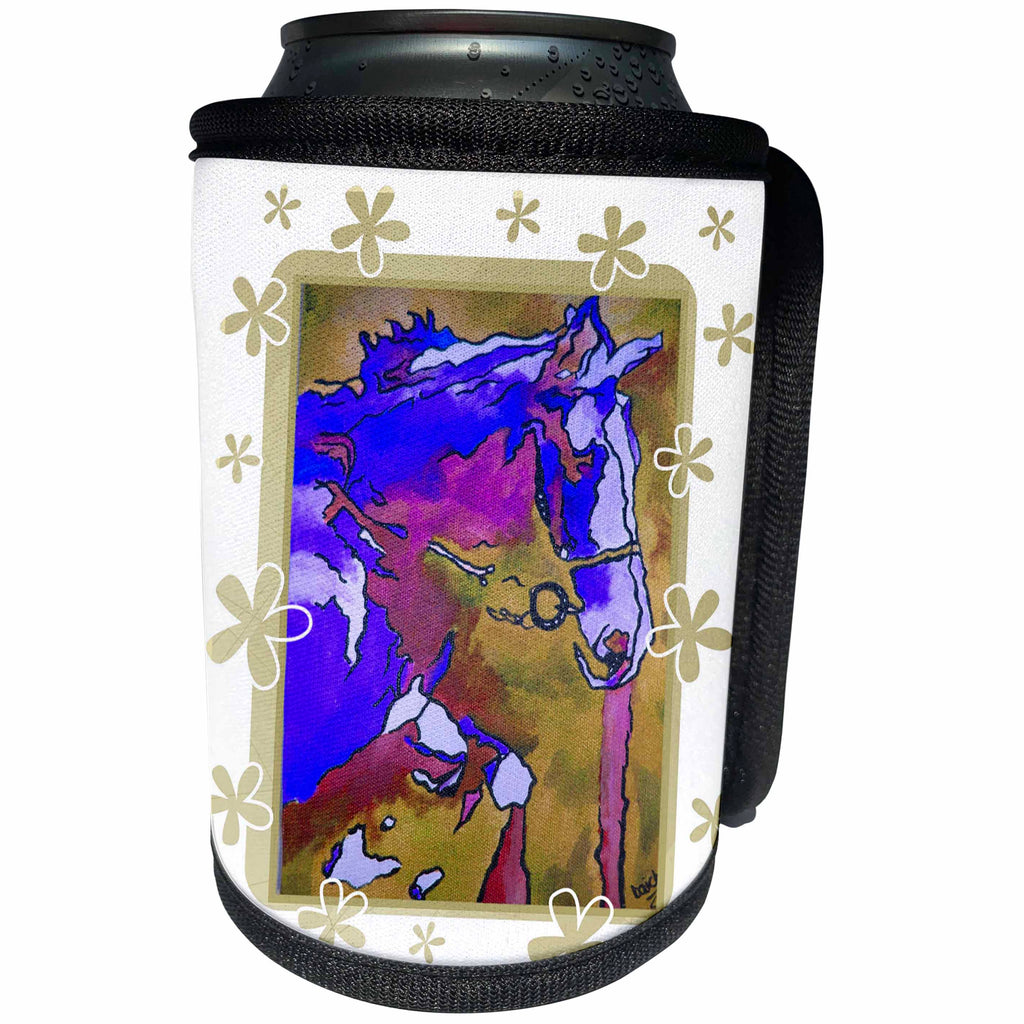 3dRose Taiche Acrylic Art - Animal Horse Purple - Can Cooler Bottle Wrap (cc_24939)