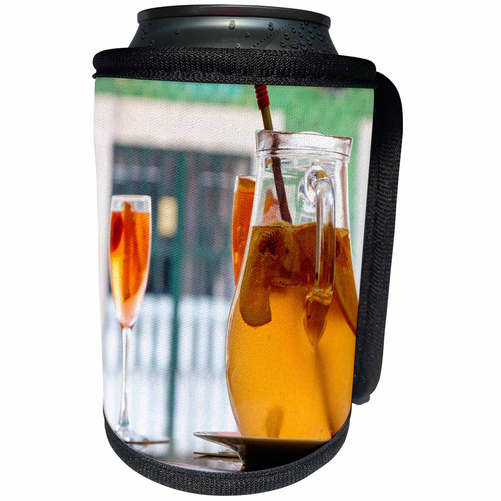 3dRose Danita Delimont - Lisbon - Portugal, Lisbon. White wine Sangria drink with fresh fruit. - Can Cooler Bottle Wrap (cc_249408)