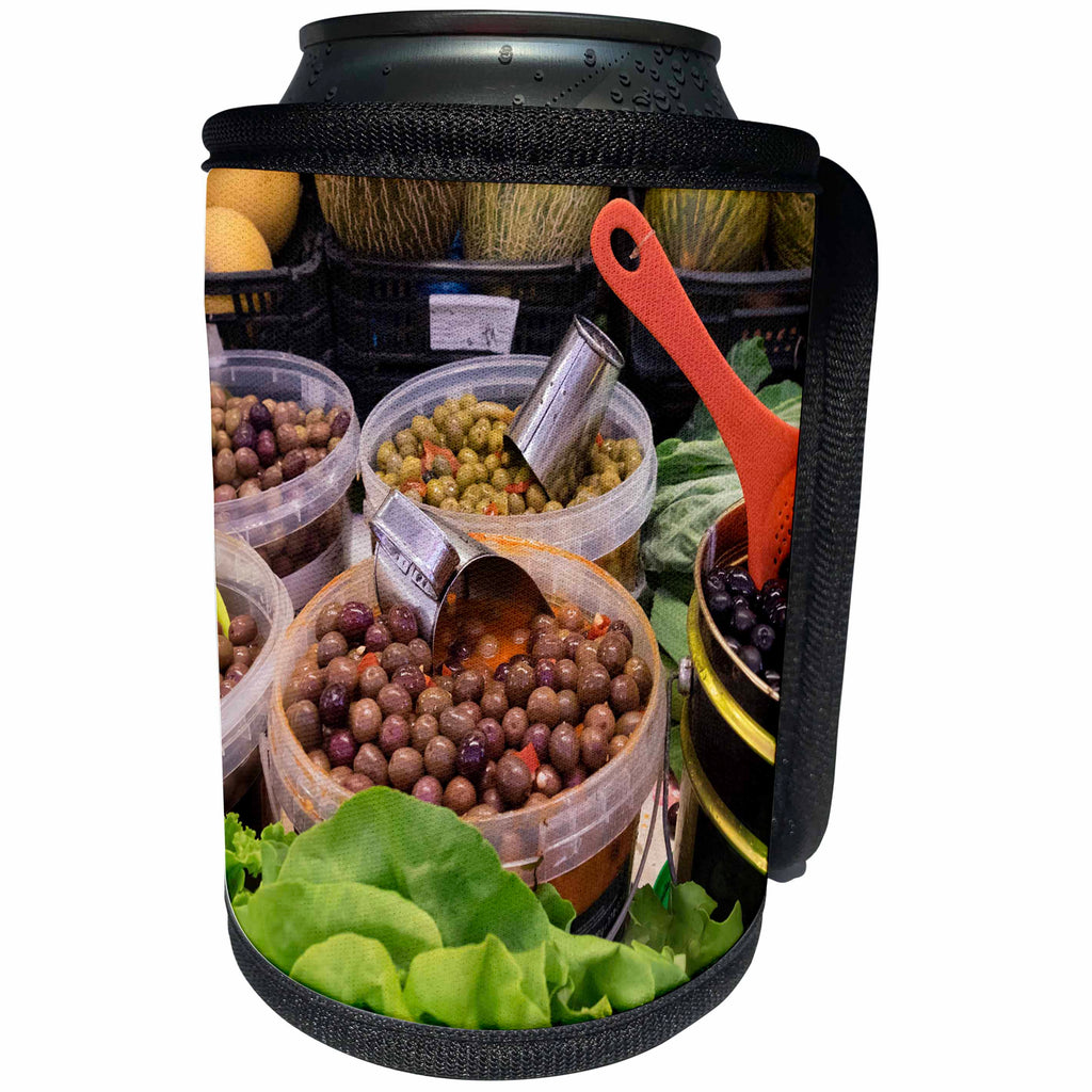 3dRose Danita Delimont - Costa Nova - Portugal, Costa Nova. Olives at daily market. - Can Cooler Bottle Wrap (cc_249429)