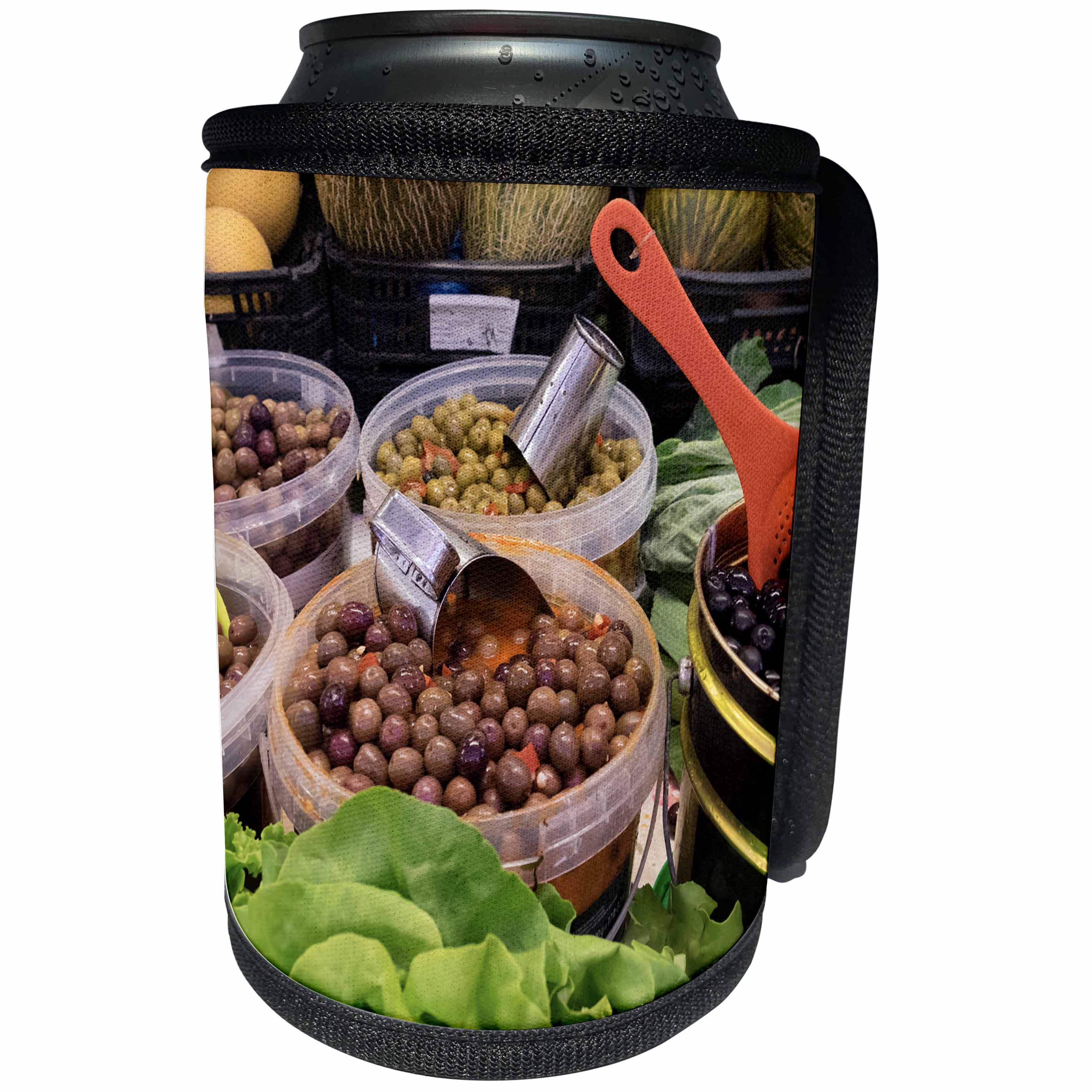 3dRose Danita Delimont - Costa Nova - Portugal, Costa Nova. Olives at daily market. - Can Cooler Bottle Wrap (cc_249429)