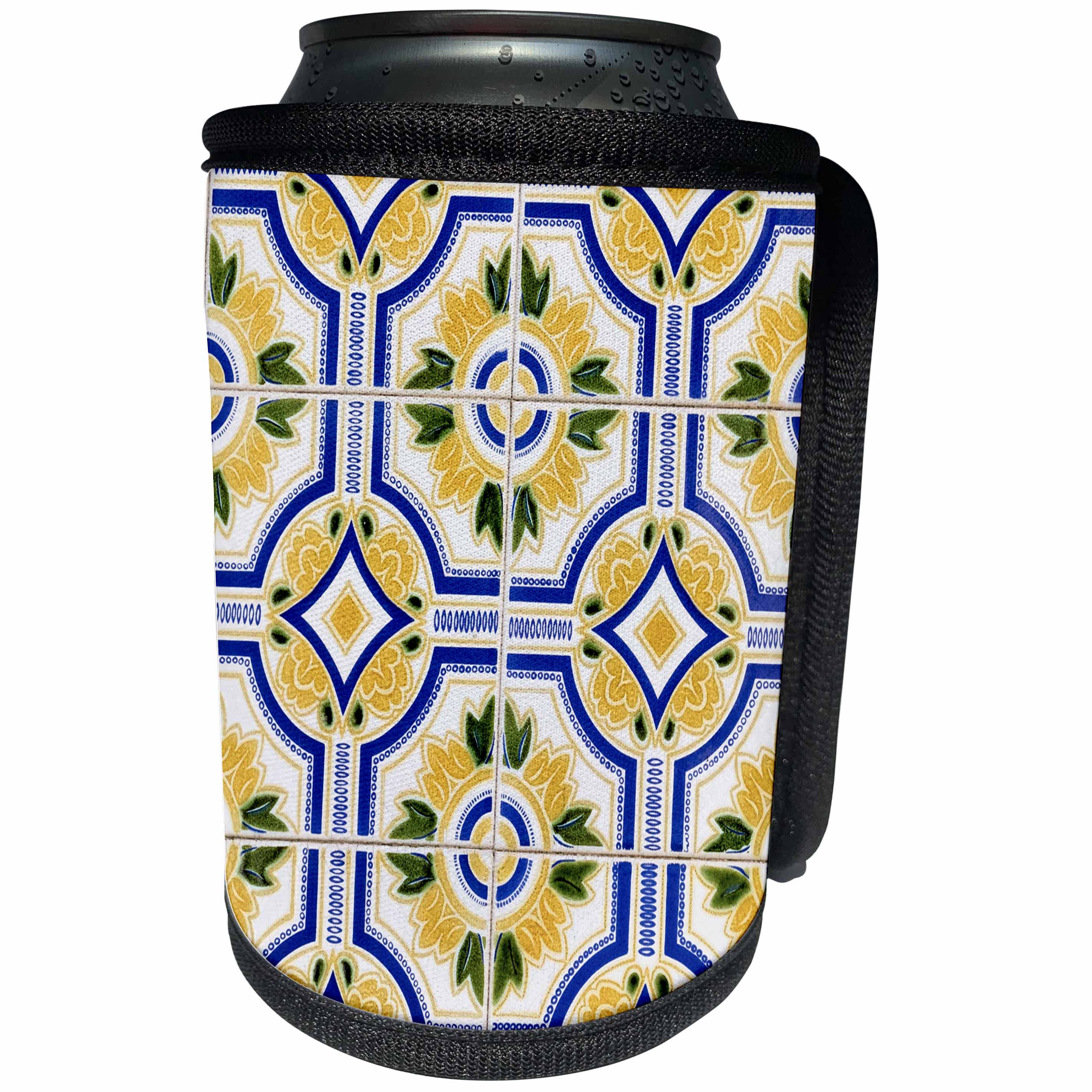 3dRose Danita Delimont - Aveiro - Portugal. Aveiro. Blue and yellow tilework, azulejo, historic district - Can Cooler Bottle Wrap (cc_249444)