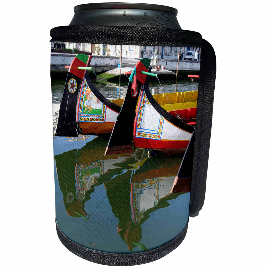 3dRose Danita Delimont - Aveiro - Portugal. Aveiro. Canal district gondolas and their reflections. - Can Cooler Bottle Wrap (cc_249453)