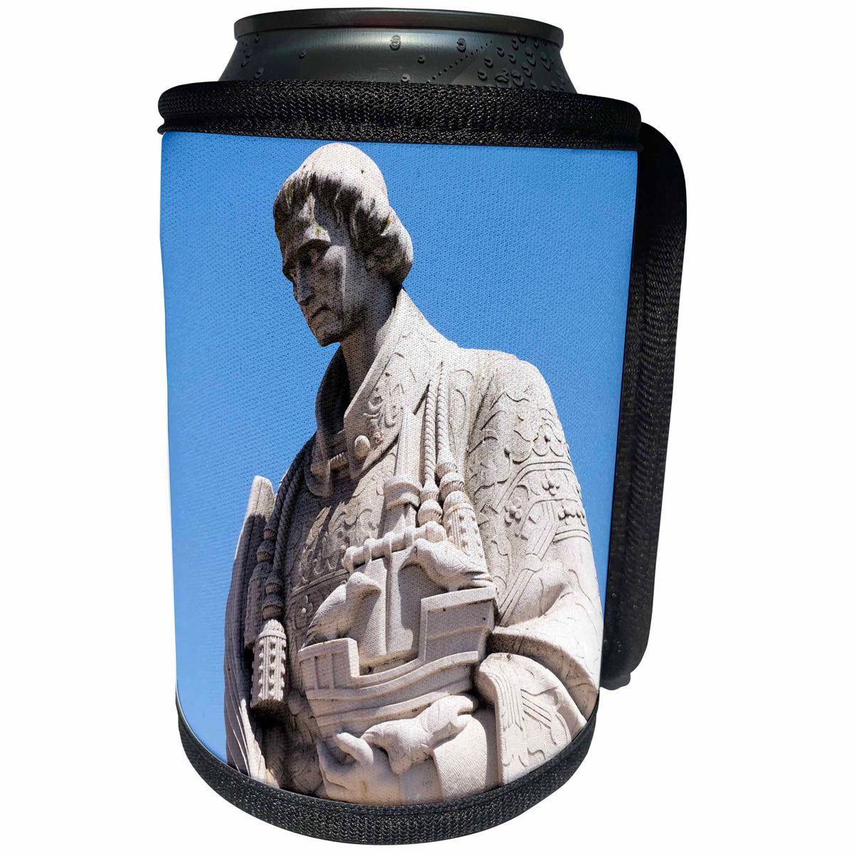 3dRose Danita Delimont - Lisbon - Portugal, Lisbon. Statue of Sao Vincente, St. Vincent, patron saint. - Can Cooler Bottle Wrap (cc_249489)