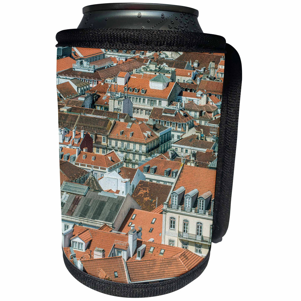 3dRose Danita Delimont - Lisbon - Portugal, Lisbon, Baixa Rooftops from Sao Jorge Castle - Can Cooler Bottle Wrap (cc_249495)