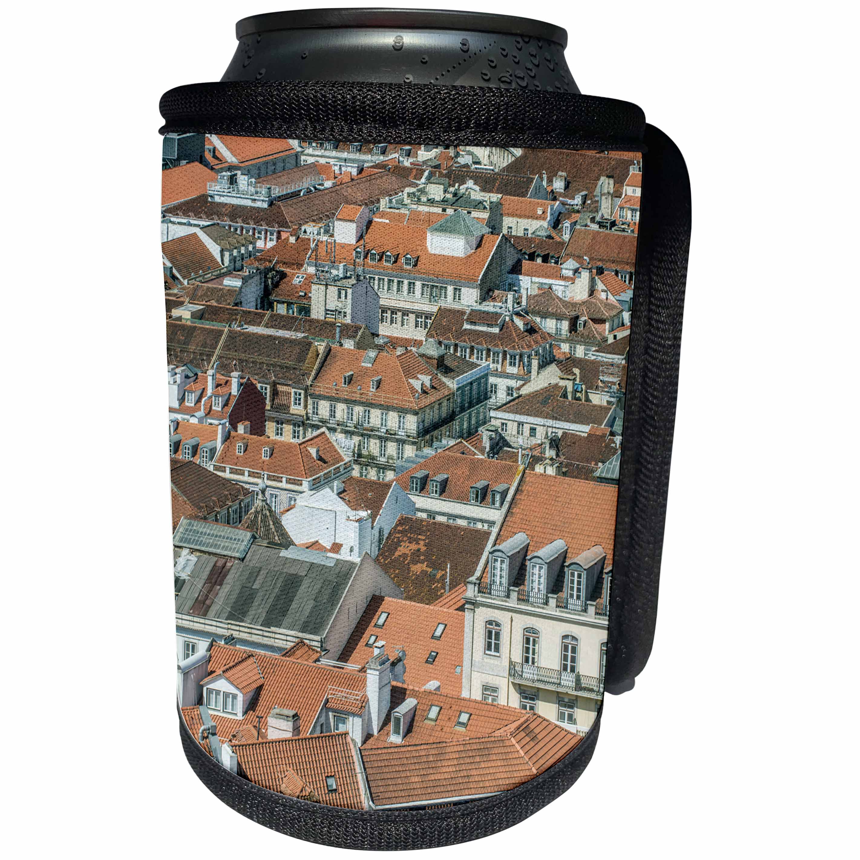 3dRose Danita Delimont - Lisbon - Portugal, Lisbon, Baixa Rooftops from Sao Jorge Castle - Can Cooler Bottle Wrap (cc_249495)