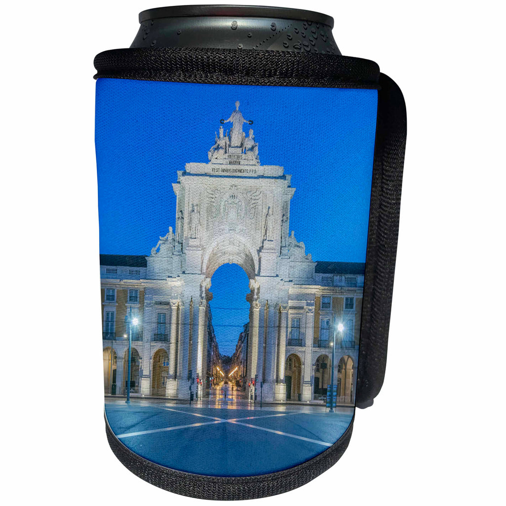 3dRose Danita Delimont - Lisbon - Portugal, Lisbon, Baixa, August Street Arch at Dawn - Can Cooler Bottle Wrap (cc_249497)