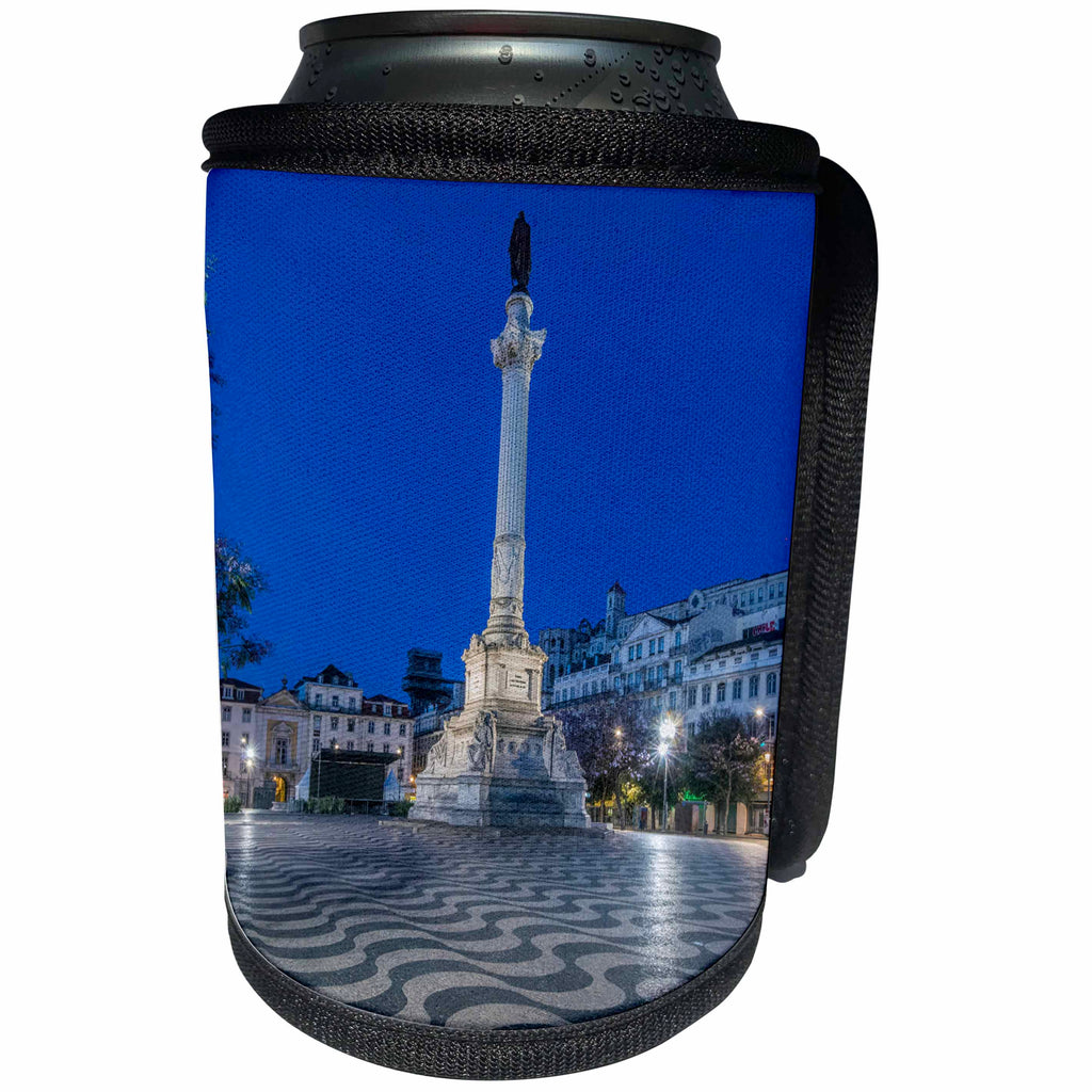 3dRose Danita Delimont - Lisbon - Portugal, Lisbon, Rossio Square at Dawn - Can Cooler Bottle Wrap (cc_249501)