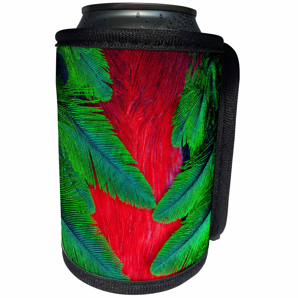 3dRose Danita Delimont - Feathers - Breast and wing feather design of the Resplendent Quetzal - Can Cooler Bottle Wrap (cc_250231)