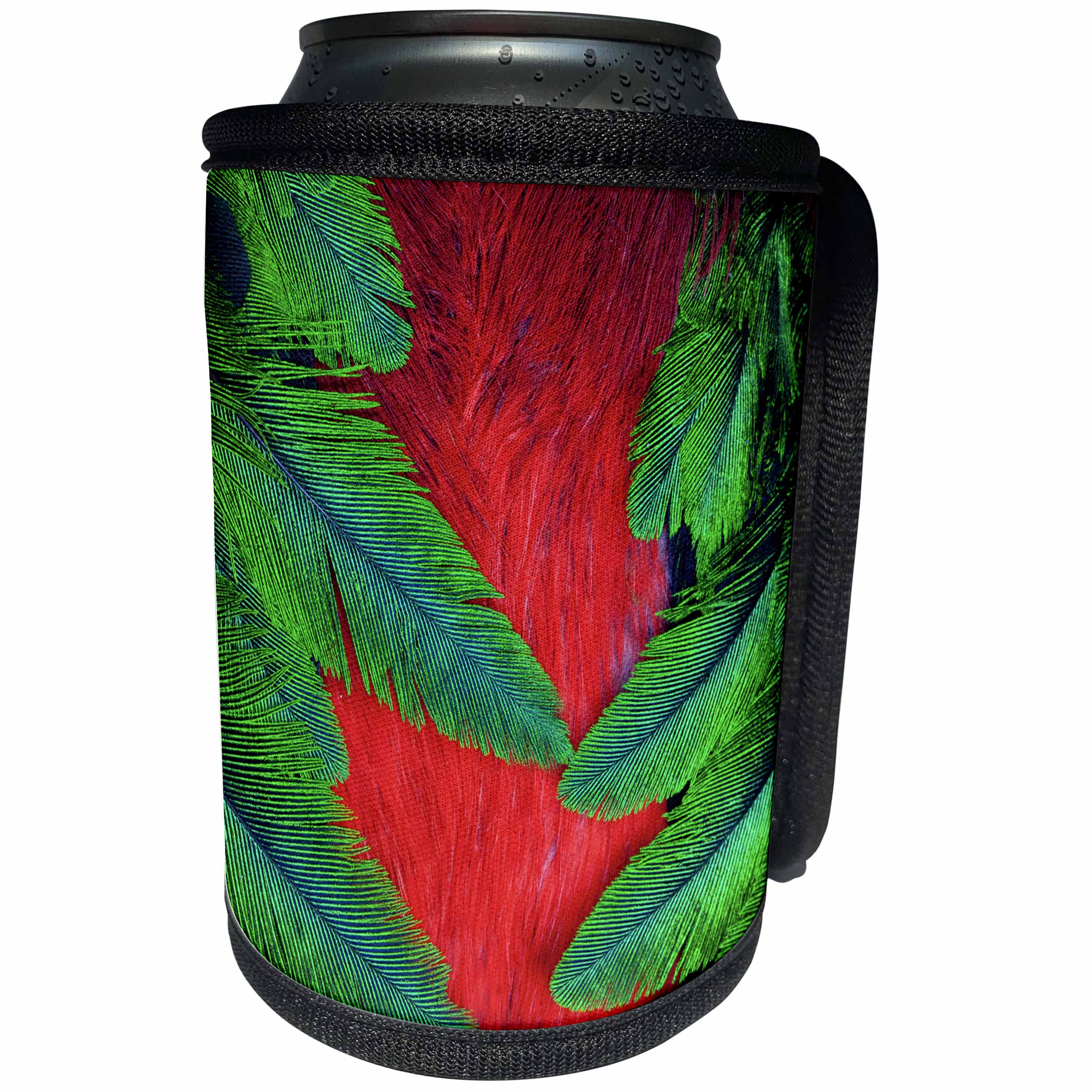 3dRose Danita Delimont - Feathers - Breast and wing feather design of the Resplendent Quetzal - Can Cooler Bottle Wrap (cc_250231)
